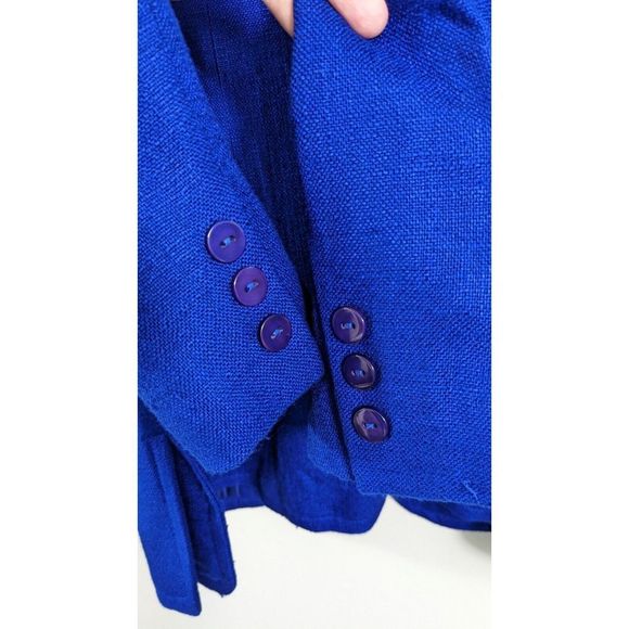 Blue Blazer Size 10 Vintage Rayon Single Button Blazer Liz Claiborne - Picture 12 of 12